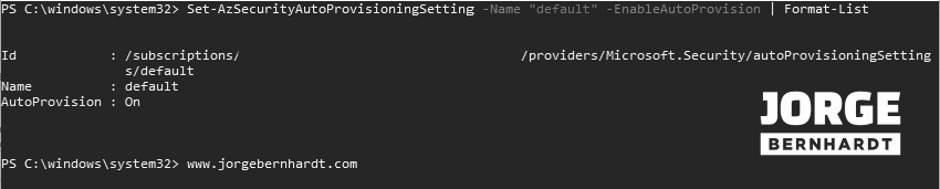 Set-AzSecurityAutoProvisioningSetting