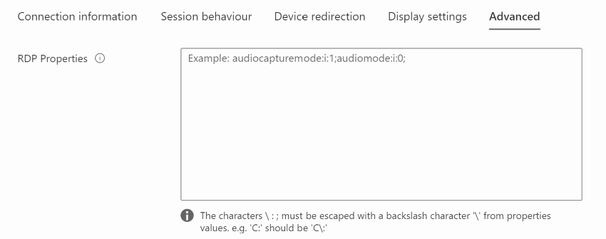 custom RDP properties