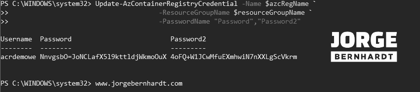 Update-AzContainerRegistryCredential