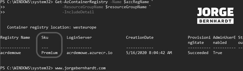 Get-AzContainerRegistry