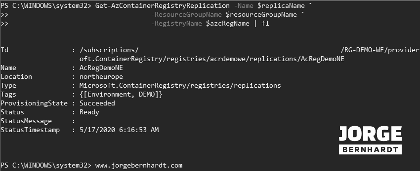 Get-AzContainerRegistryReplication