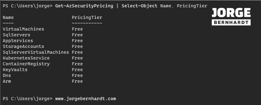 Get-AzSecurityPricing