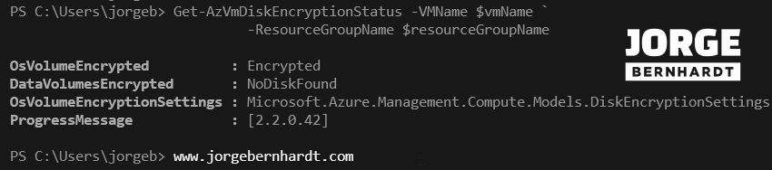 Get-AzVmDiskEncryptionStatus