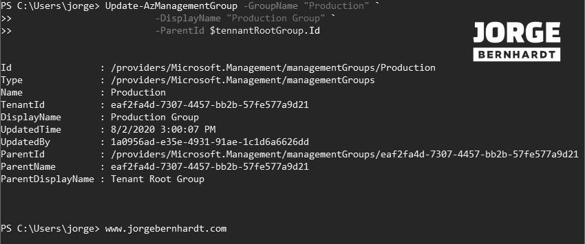 Update-AzManagementGroup