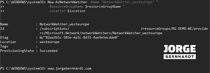 New-AzNetworkWatcher