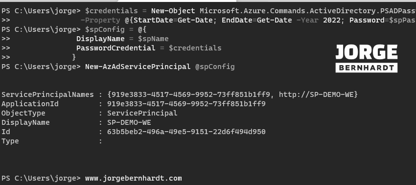 New-AzAdServicePrincipal