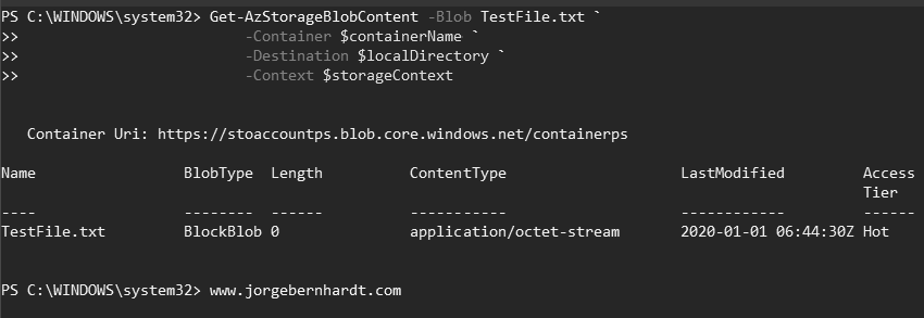 Get-AzStorageBlobContent