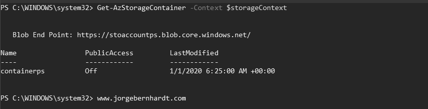 Get-AzStorageContainer