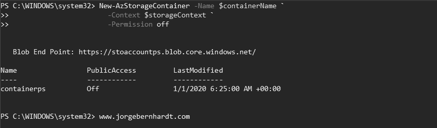 New-AzStorageContainer