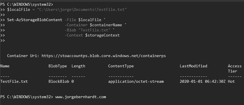 Set-AzStorageBlobContent