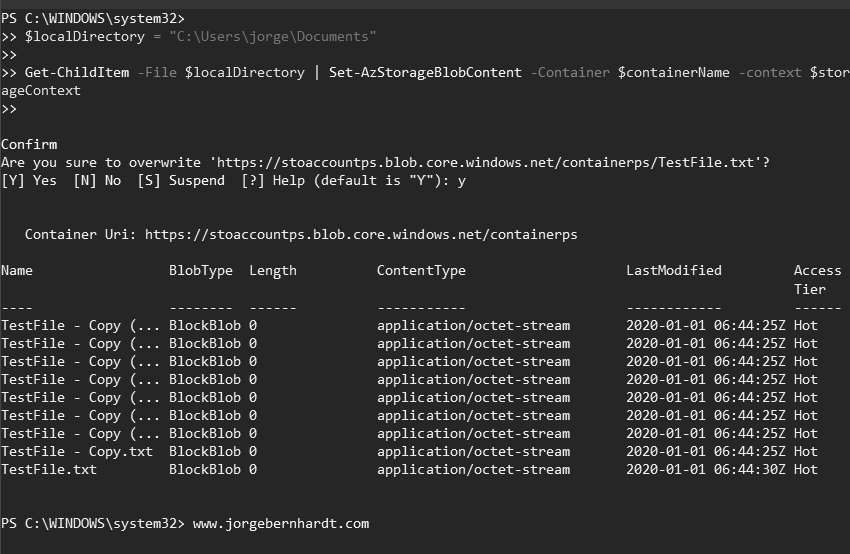 Set-AzStorageBlobContent