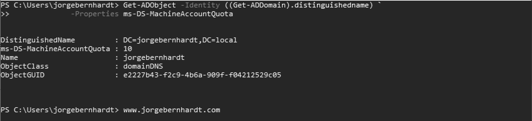 How to change the attribute ms-DS-MachineAccountQuota · Jorge Bernhardt