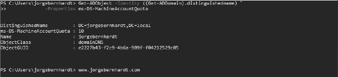 How to change the attribute ms-DS-MachineAccountQuota · Jorge Bernhardt
