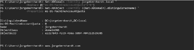How to change the attribute ms-DS-MachineAccountQuota · Jorge Bernhardt