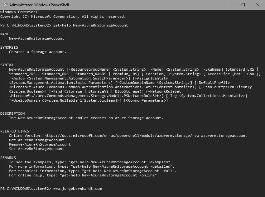 New-AzureRmStorageAccount