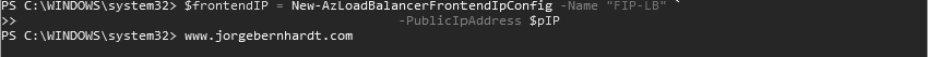 New-AzLoadBalancerFrontendIpConfig