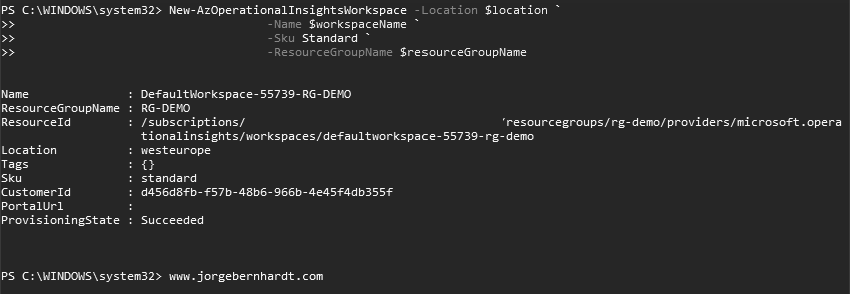 New-AzOperationalInsightsWorkspace