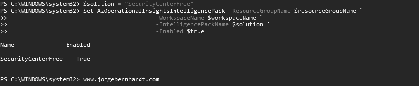 Set-AzOperationalInsightsIntelligencePack