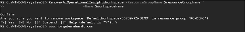 Remove-AzOperationalInsightsWorkspace