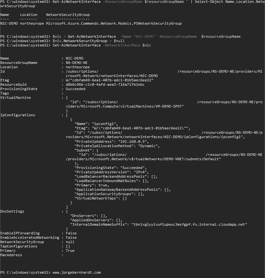 Set-AzNetworkInterface