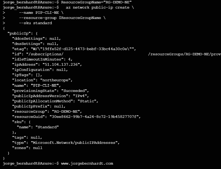 Azure CLI Public IP