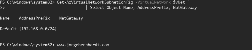 Get-AzVirtualNetworkSubnetConfig