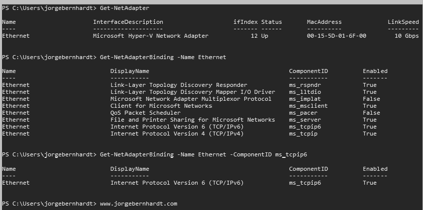 Get-NetAdapterBinding