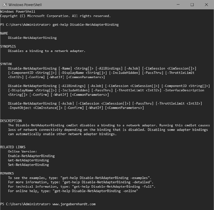 Disable-NetAdapterBinding