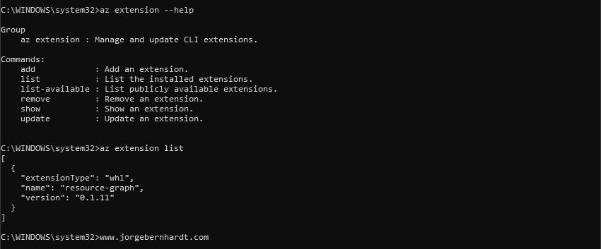 az extension list