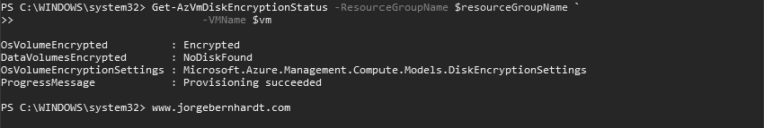 Get-AzVmDiskEncryptionStatus