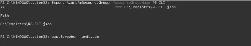 Export-AzureRmResourceGroup