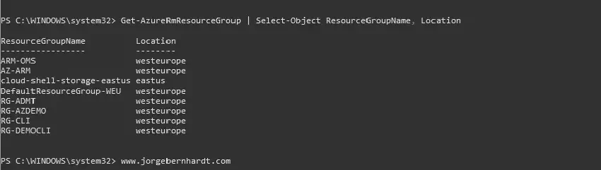 Get-AzureRmResourceGroup