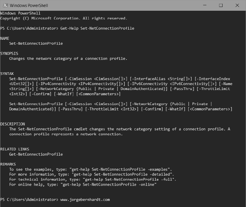  Set-NetConnectionProfile