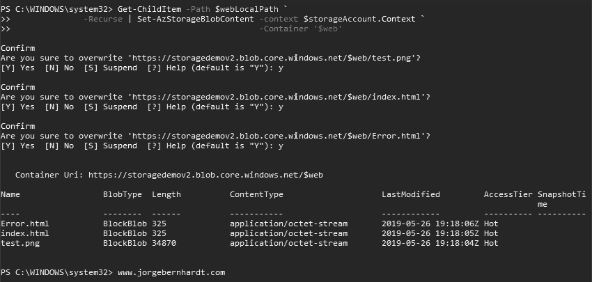 Set-AzStorageBlobContent