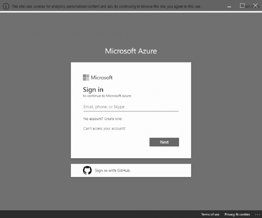 Azure portal app Login