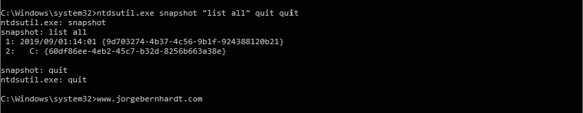  NTDSUTIL snapshots