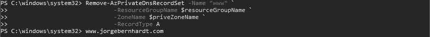Remove-AzPrivateDnsRecordSet