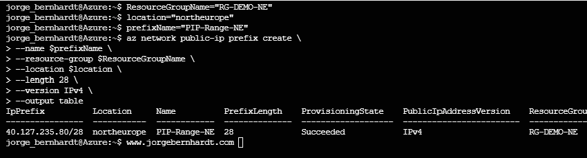 Azure IP public prefix