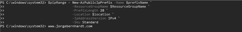 Azure IP public prefix