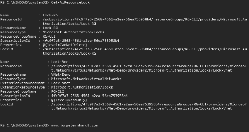 Get-AzResourceLock