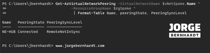 Get-AzVirtualNetworkPeering