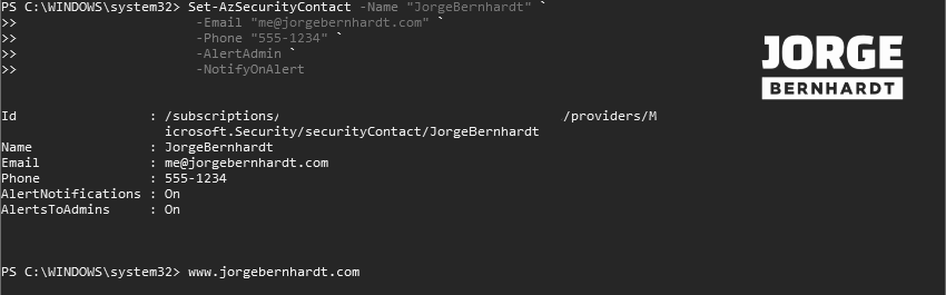 Set-AzSecurityContact
