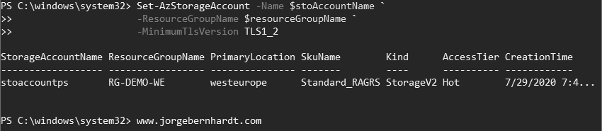 Set-AzStorageAccount