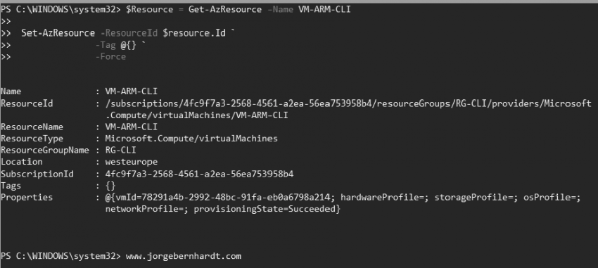 Tags Azure PowerShell