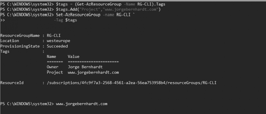 Set-AzResourceGroup