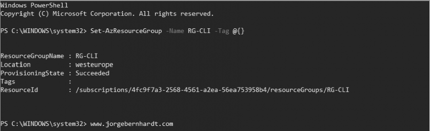 Tags Azure PowerShell