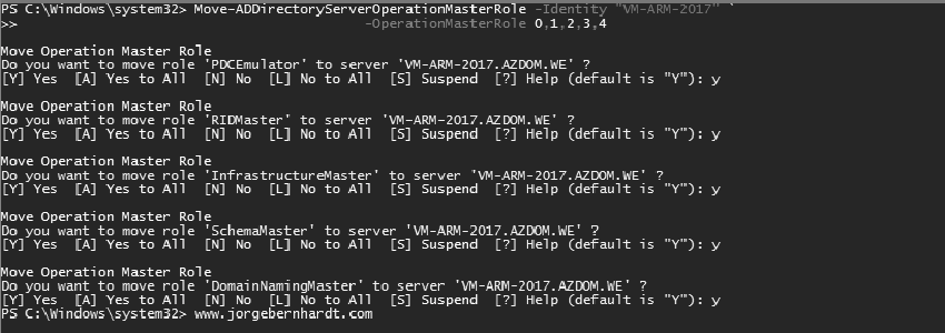 Move-ADDirectoryServerOperationMasterRole